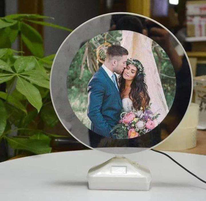 Personalized LED Mirror Light – Custom Couple Photo, Anniversary & Wedding Gift